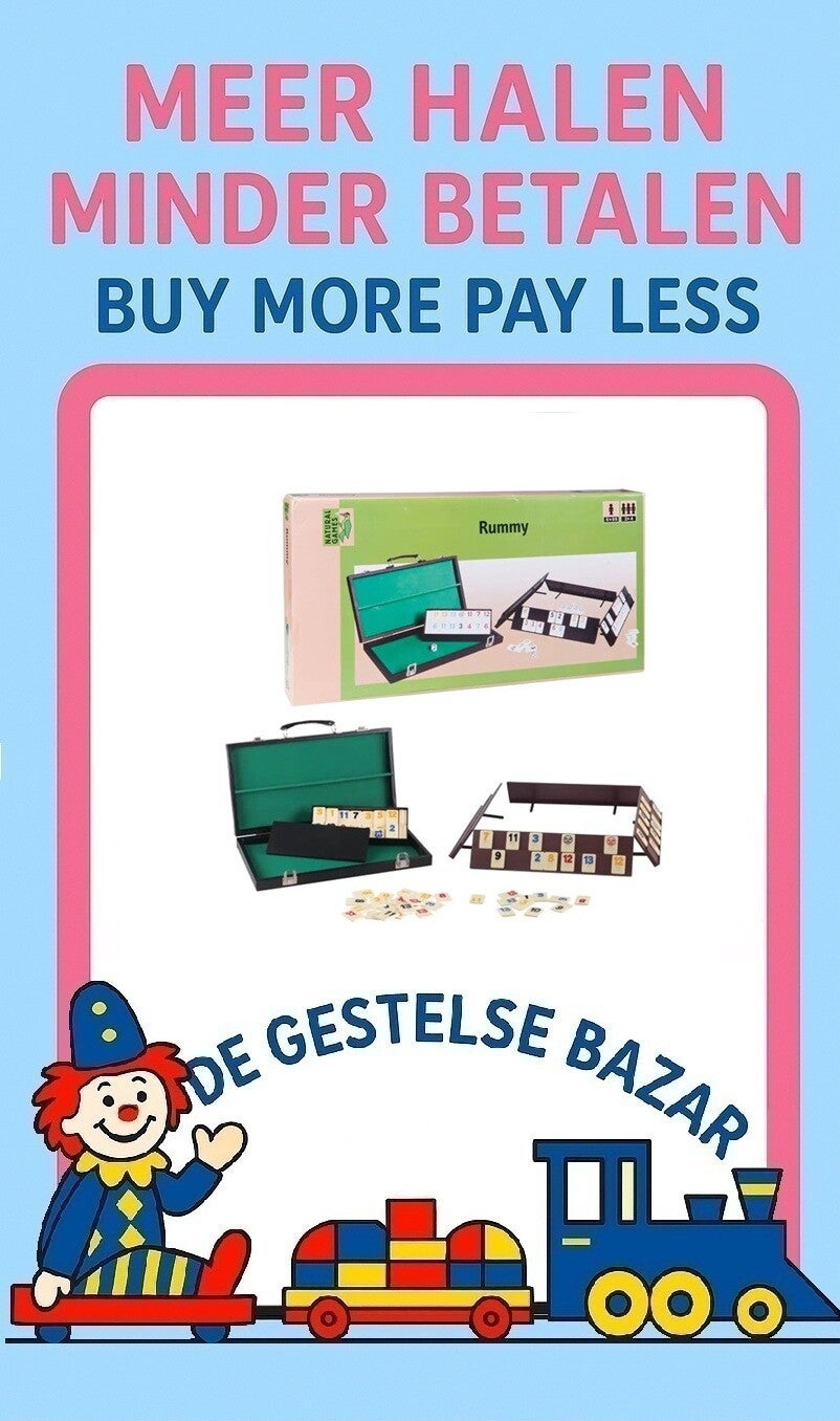 Art nr 209 naturel games LUXE RUMMY SPEL in KOFFER  met GEGRAVEERDE STENEN 2-4 spelers 6+