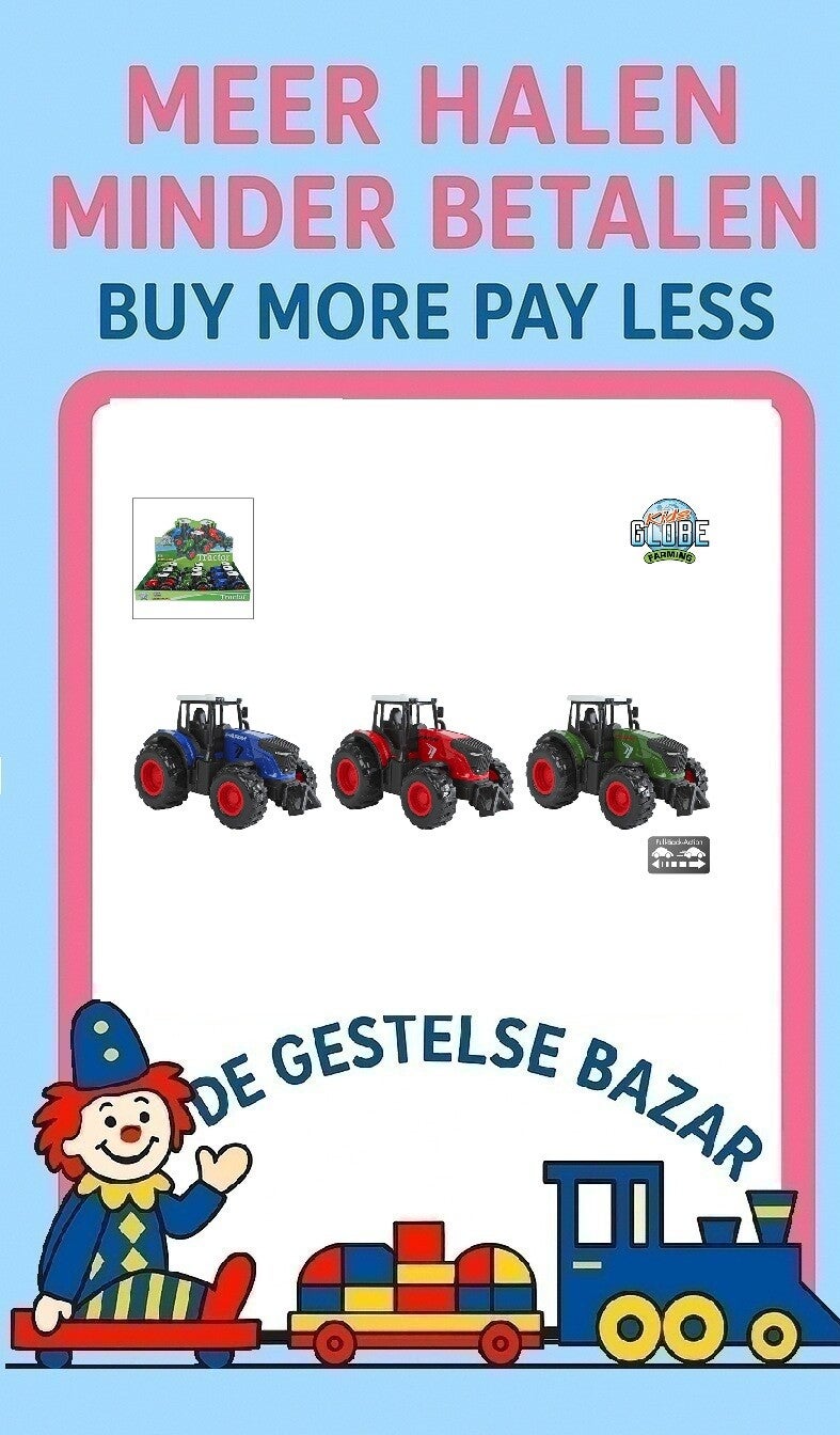 Art nr 662 Kids Globe Tractor pull back circa 12cm ass.kleuren