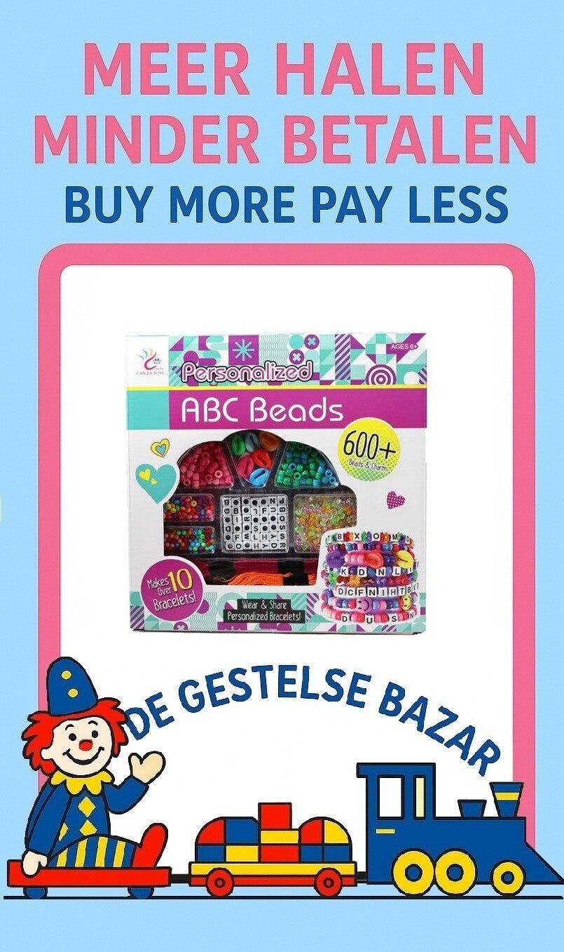 art nr 073 ABC Kralenset in Doos MEER DAN 600 stuks 6+