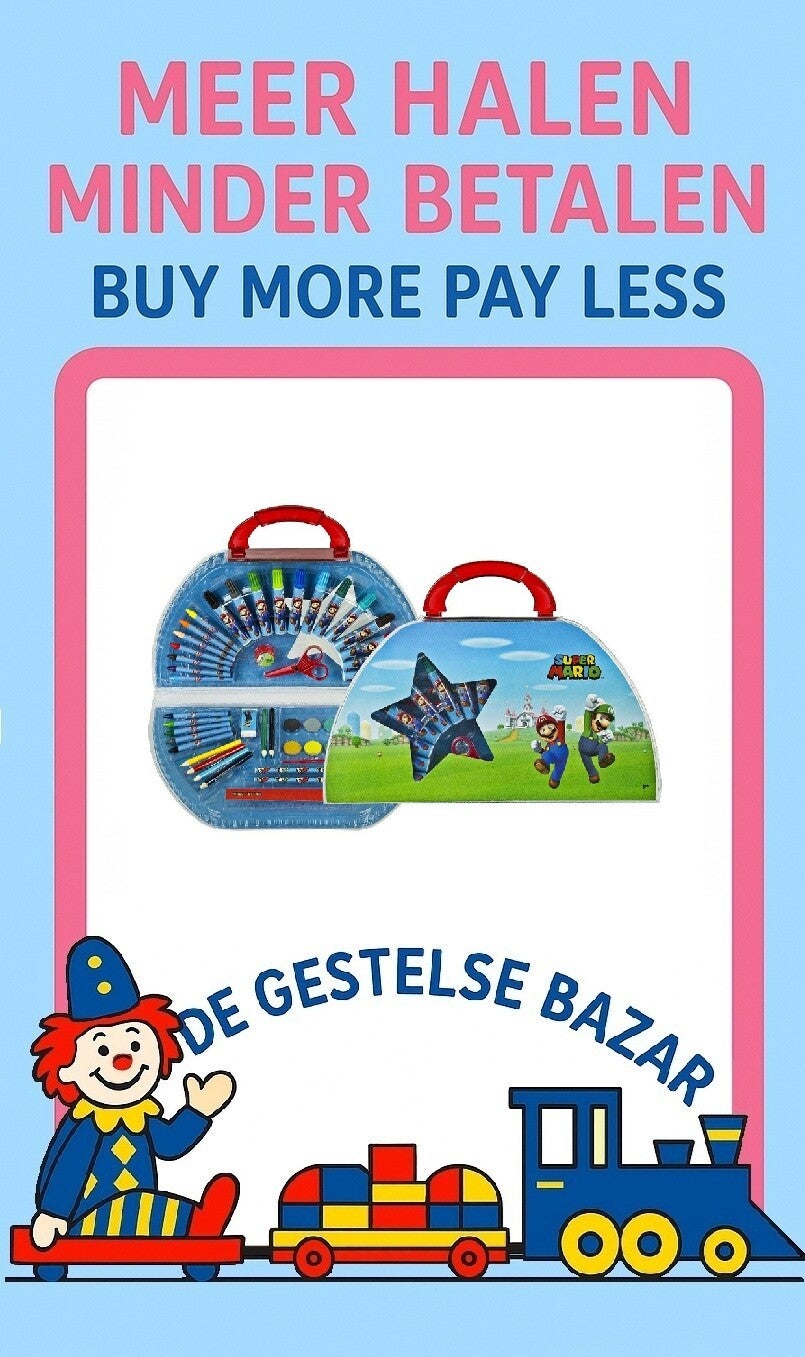 art nr 076 Super Mario Kleurkoffer 51-delig