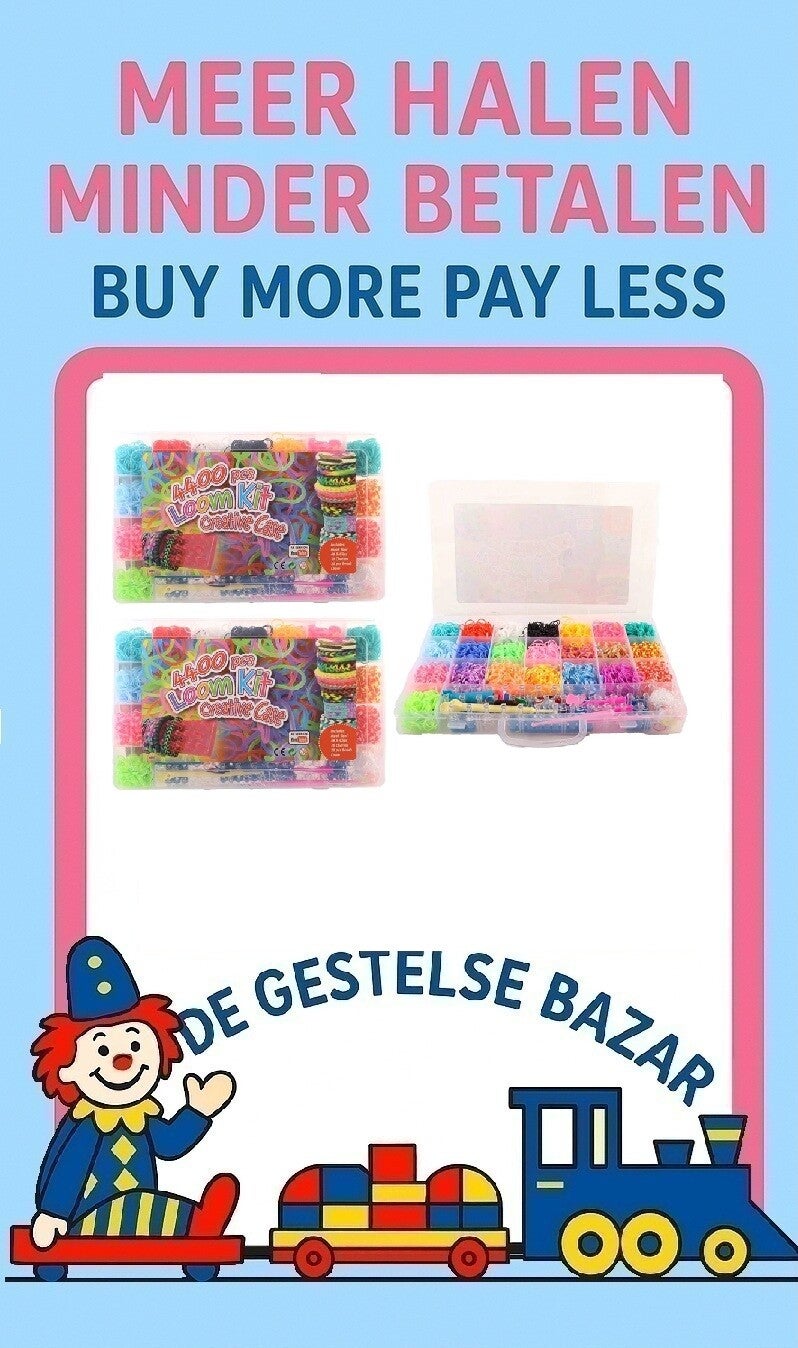 art nr 005 GROTE Box met circa 4400 Loombands & Pen & Machine 8+