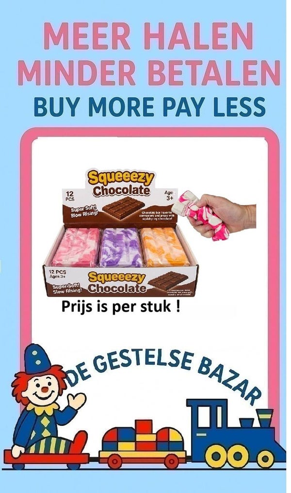 Art nr 680 Squeeze Chocola Assorti Kleuren circa 16x7½x2½cm 3+