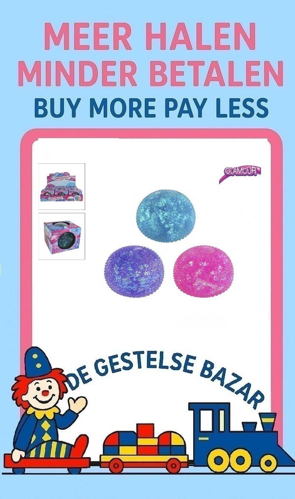 Art nr 489 Glamour MEGA Kristal Sugar Stressbal circa 750gram assorti circa 10cm