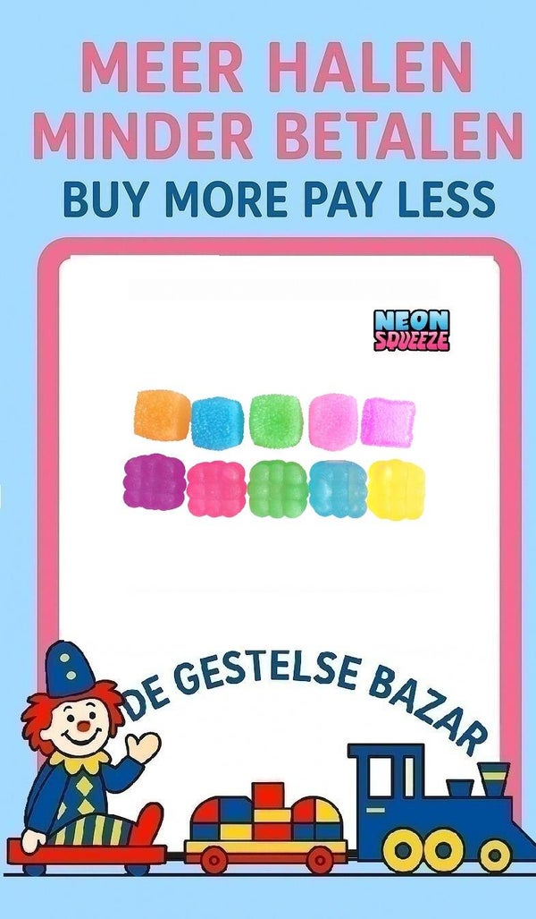 Art nr 666 Neon Squueze Sugar Turf Cube circa 5cm assorti kleuren