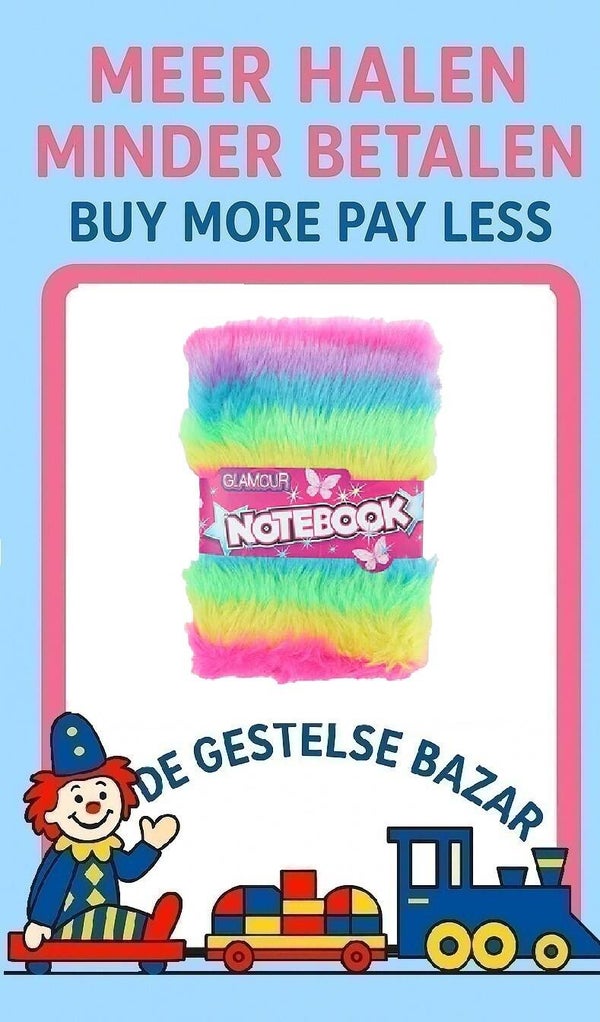 Art nr 651 Glamour Fluffy Notitieboek A5 80blz Multi Color 16x3x22cm