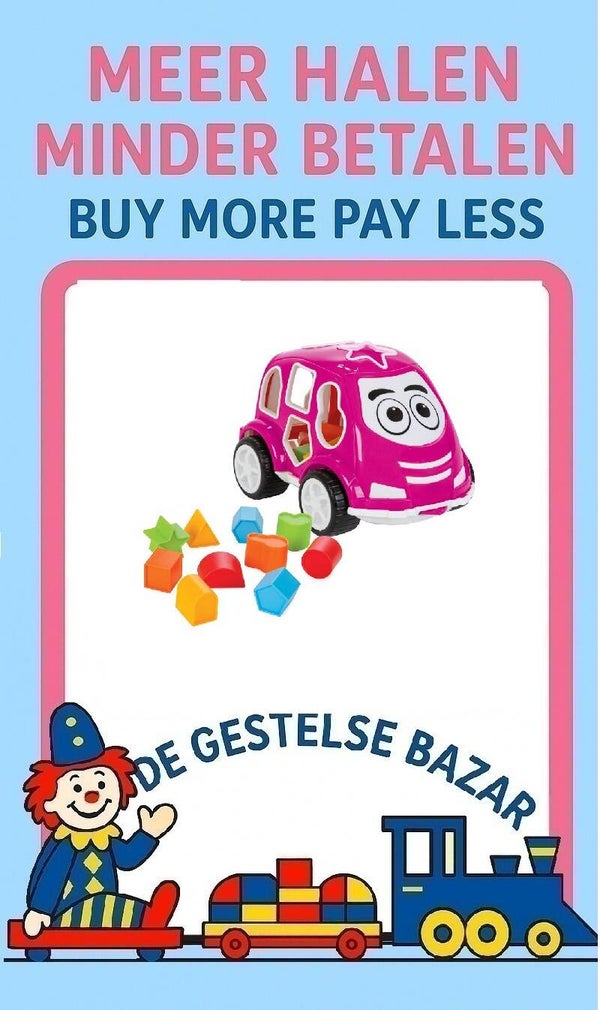 Art nr 150 Smart Bultak 2in1 Vormen Puzzel Auto Pink