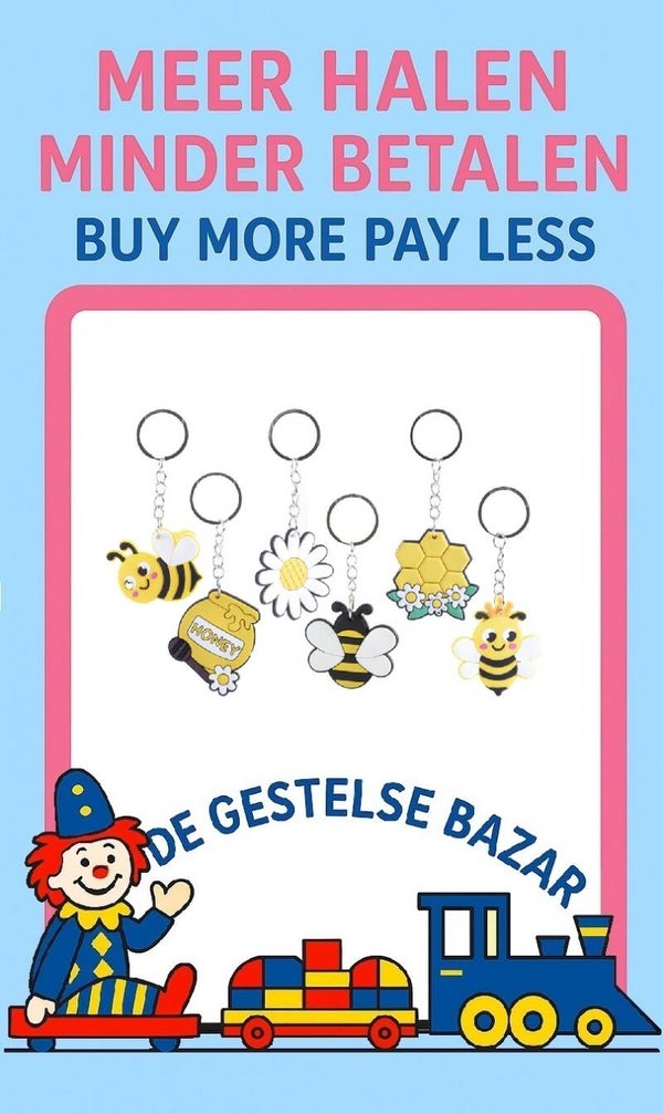 art nr 061 Sleutelhanger Bij, Bloem of Honing