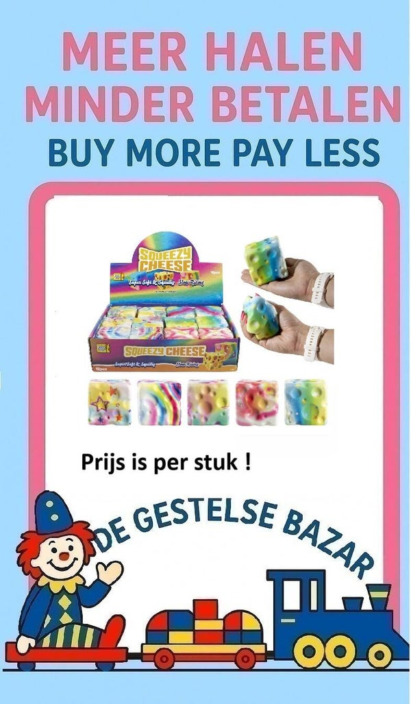 Art nr 681 Squeeze Rainbow Kaas Slow Rise circa 7x7x7cm