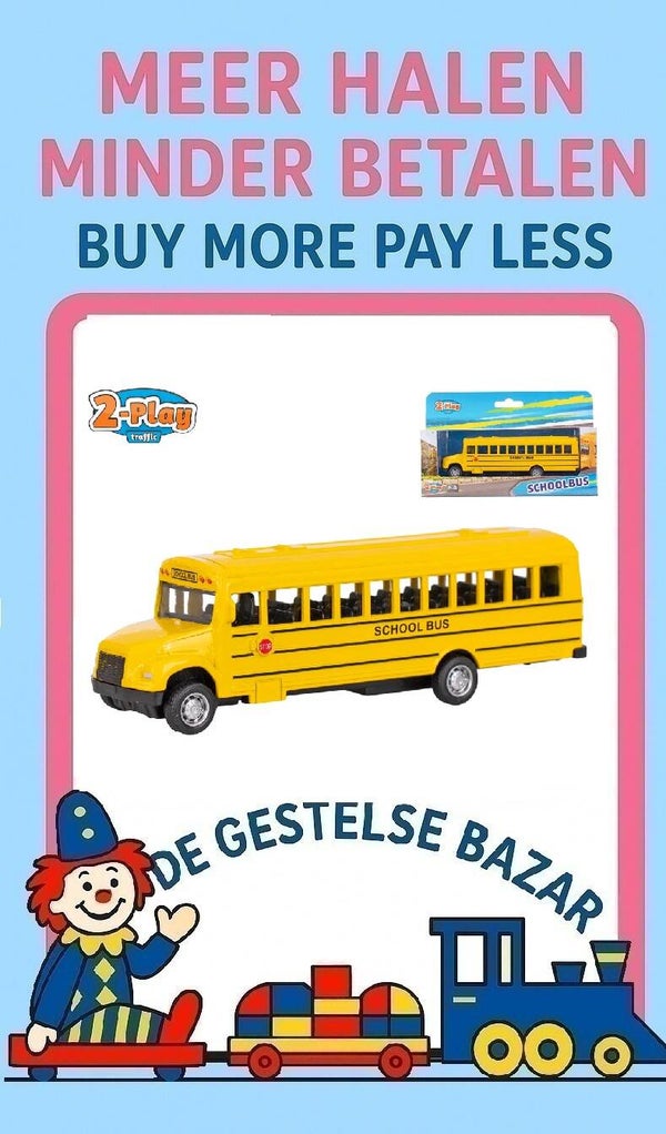 Art Nr 647 2-Play Amerikaanse Schoolbus Frictie Geel circa 14cm