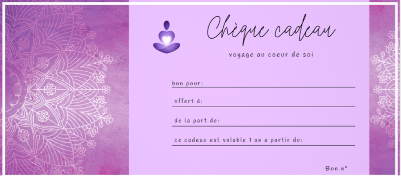 Chèque cadeau Voyage au coeur de soi