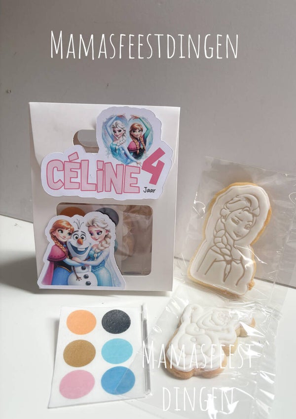 Cookiebox met koekjes en eetbare verf Frozen