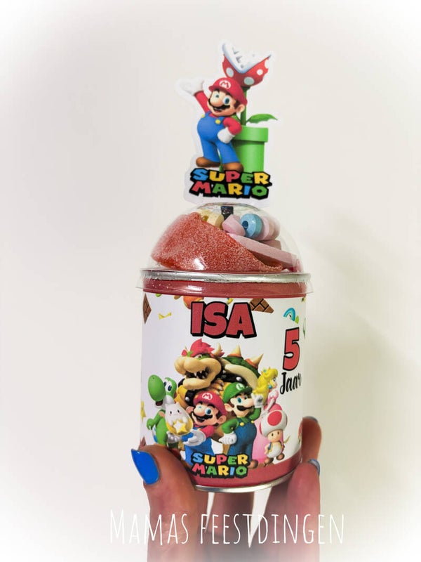 Pringels met snoepdeksel Mario bross