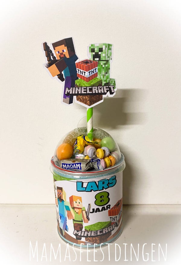 Pringles met snoepdeksel Minecraft