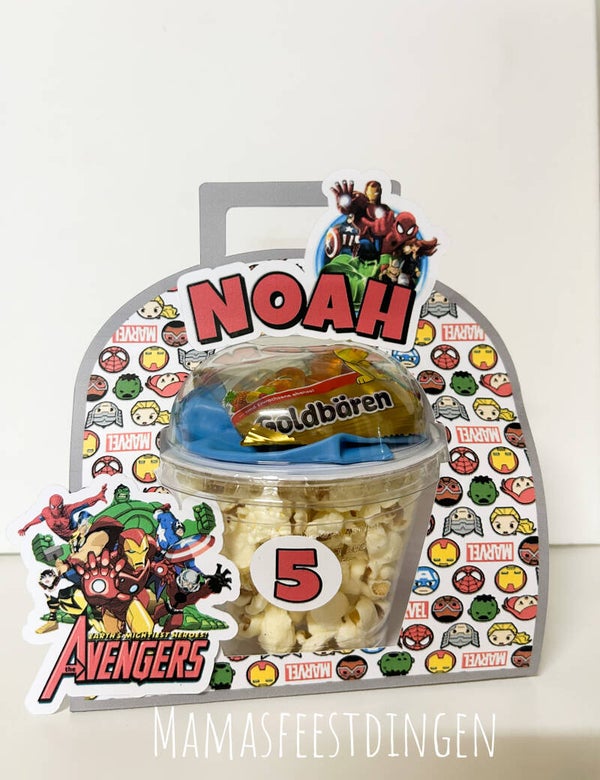 Koffertje  popcorn met snoepjes Avengers