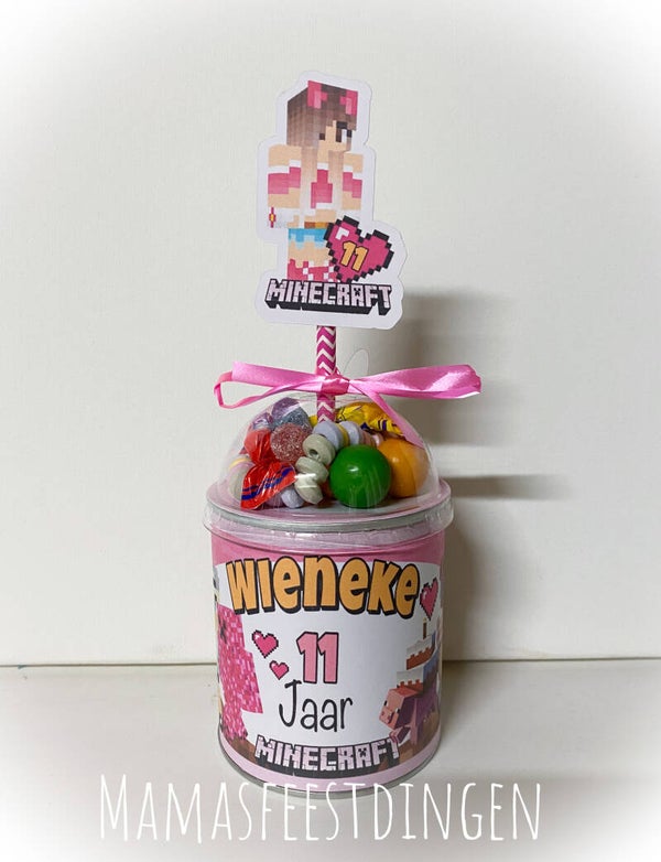 Pringels met snoepdeksel Minecraft Rose