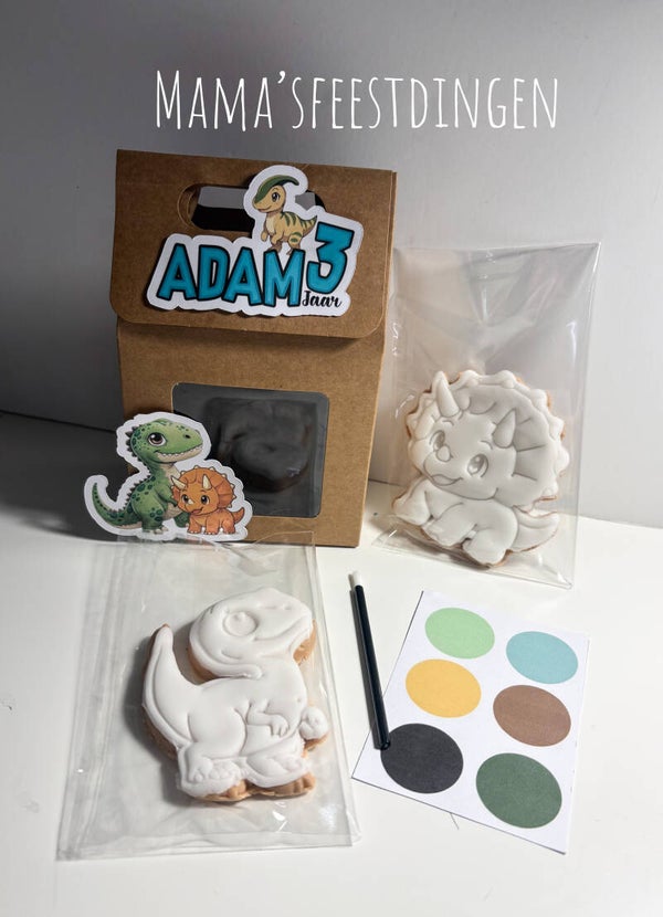 Cookiebox  koekjes om zelf te schilderen met eetbare verf Dino thema
