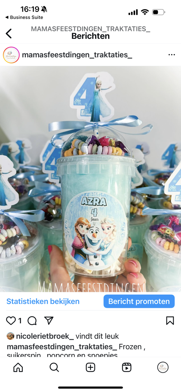 Suikerspin /snoep en popcorn beker Frozen