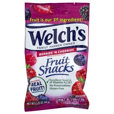 Welch's Fruit Snacks - Berries & Cherries, 2.25 oz Pouch SKU 48 units per case