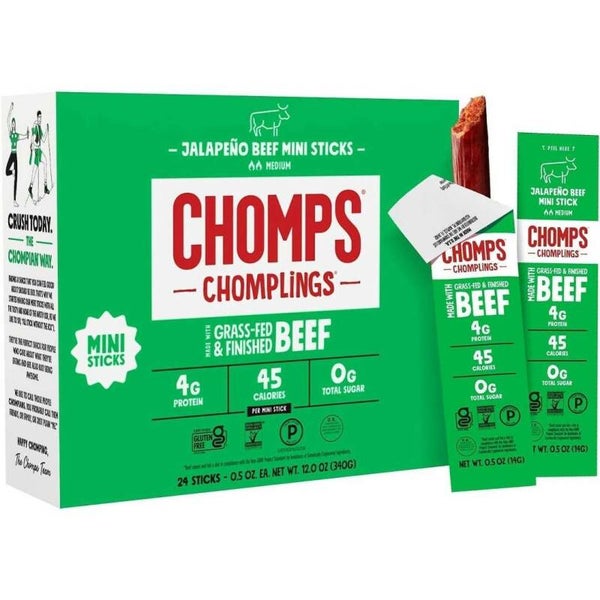 CHOMPS Chomplings Mini Beef Snack Sticks - Jalapeño SKU 5 units per case