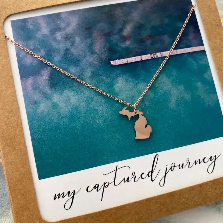 Mini Michigan Outline Necklace