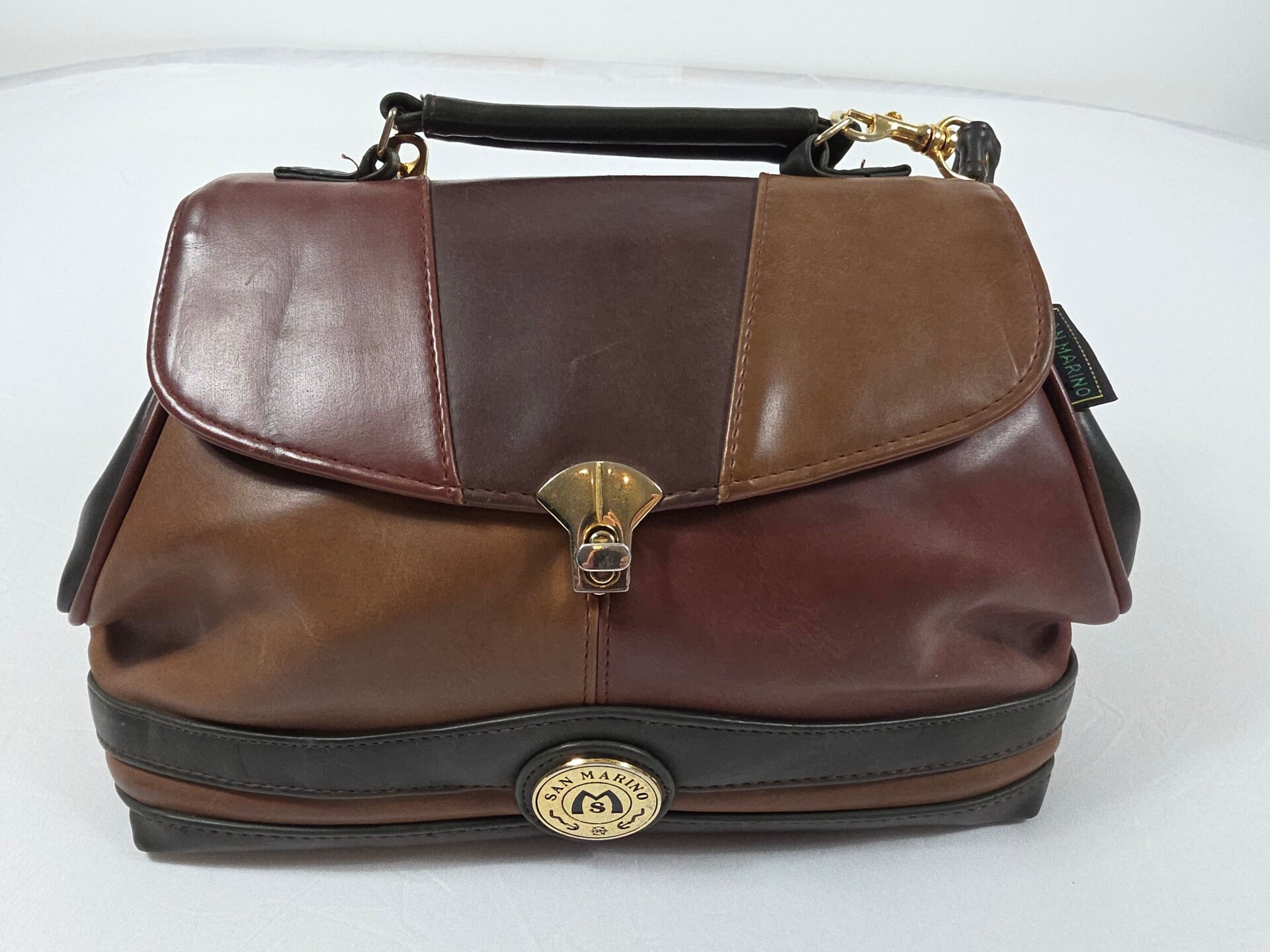 San Marino Vintage Leren Handtas – Driekleur – Klassiek & Tijdloos. Gratis verzending.