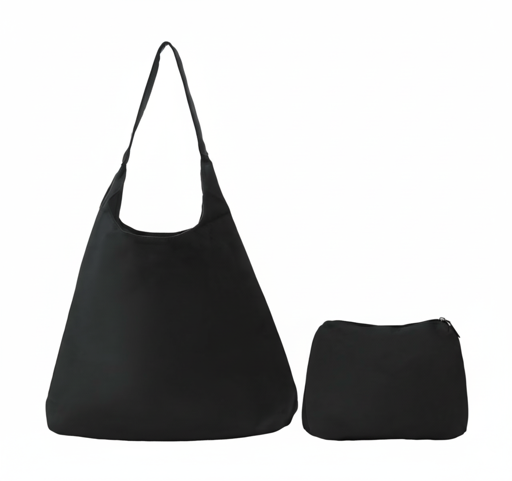 Shopper Set Suede Look 43x28x12.5cm.  Zwart.