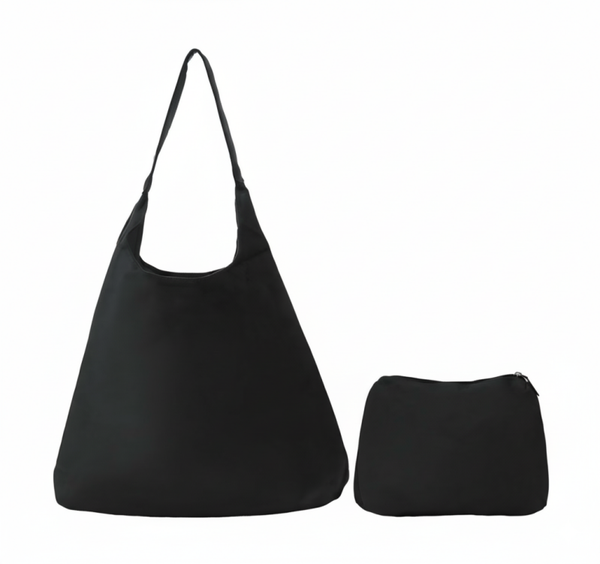 Shopper Set Suede Look 43x28x12.5cm.  Zwart.