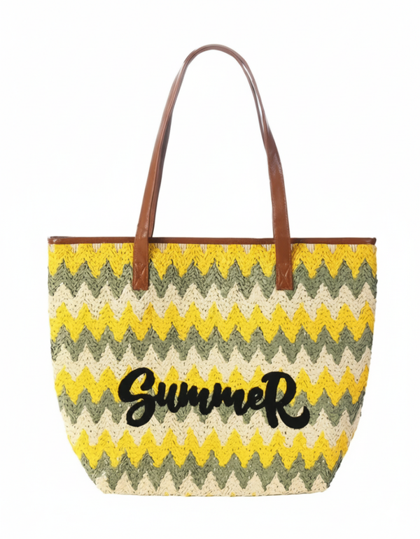 Gevlochten Strandtas. 45x39 cm