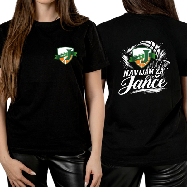 ✔️ČRNA BOMBAŽNA NAVIJAŠKA MAJICA KK JANČE