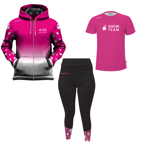 OBVEZNI PAKET KLUBSKIH OBLAČIL PLES PLUS, SHOW TEAM, PINK