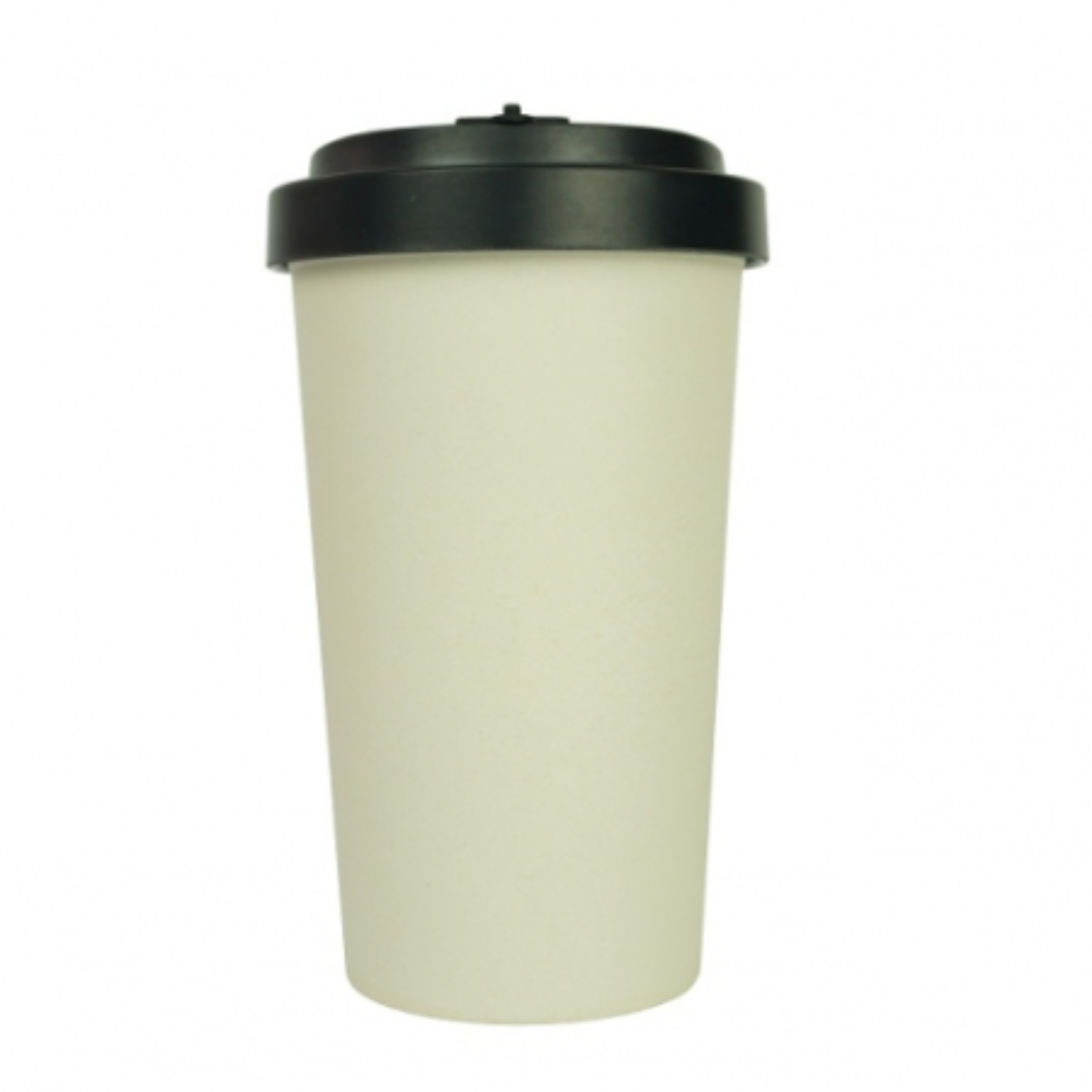 LONČEK TO GO, NARAVNE BARVE S ČRNIM POKROVČKOM, 500ml