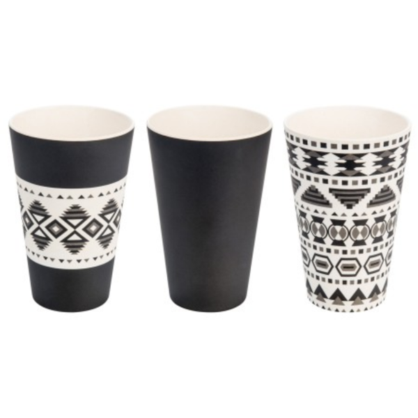 SET 3 LONČKOV: AZTEC ČRNO/BEL, 400ml