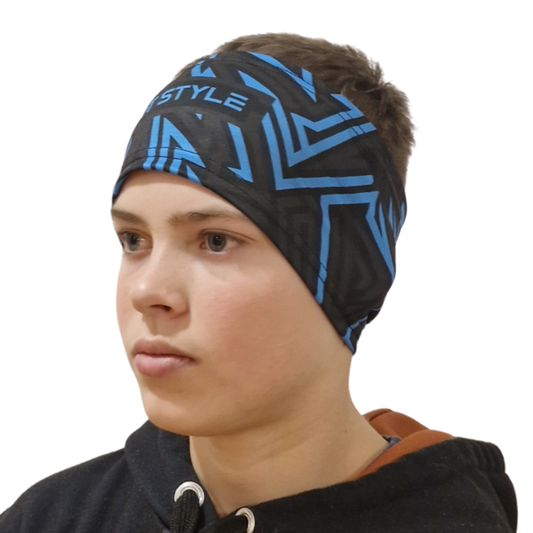 ŠPORTNI DVOBARVNI TRAK ZA UŠESA – ČRNO-MODER