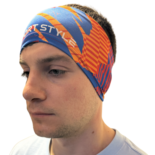 ŠPORTNI DVOBARVNI TRAK ZA UŠESA – MODRO-ORANŽEN