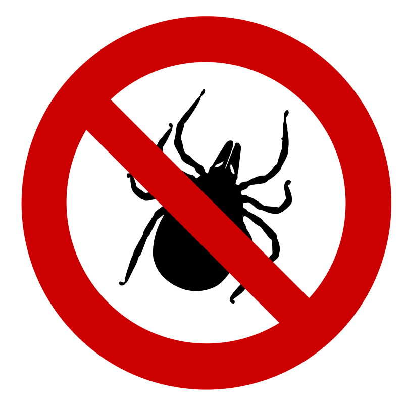 Picture of a tick with a red no entry sign crossing over it.  