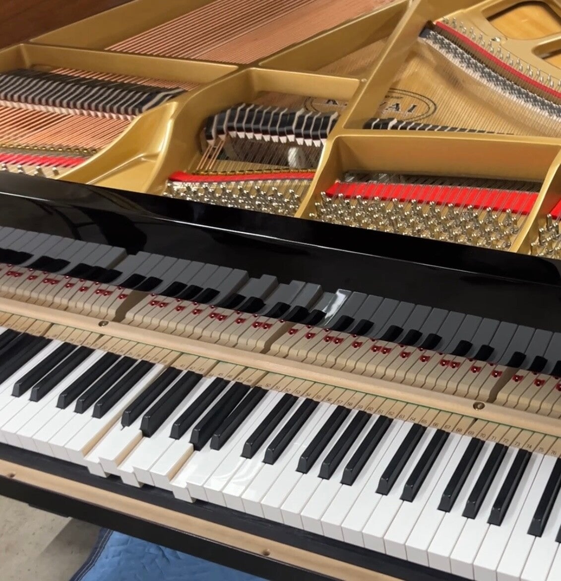 Piano with QRS player piano system installed