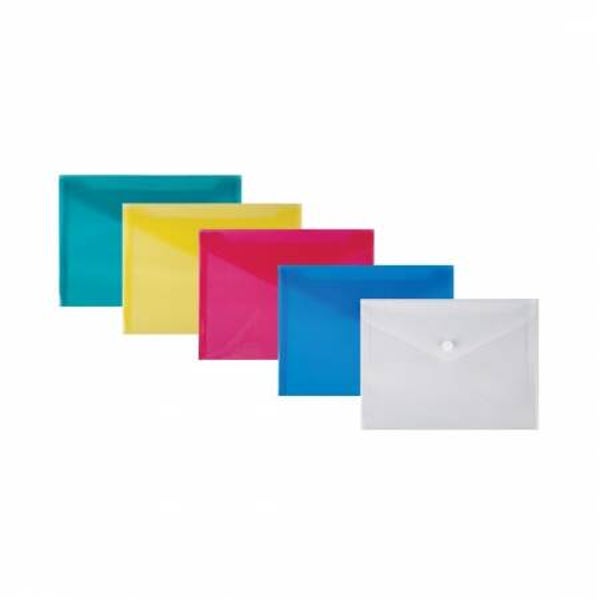 Buste Portadocumenti con Bottone A4 Nikoffice – Neutro Trasparente (Conf. 5 pezzi)