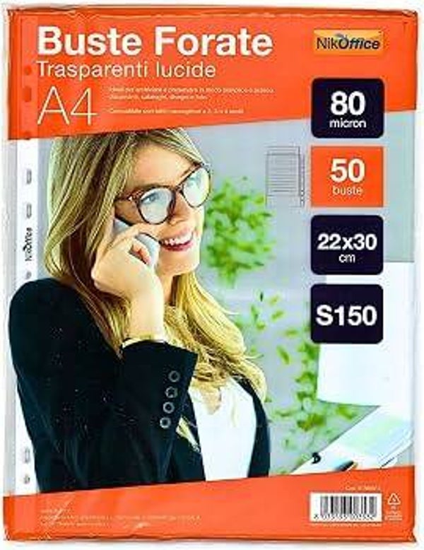 Buste a "L" Trasparenti A4 Nikoffice – Spessore 80 micron (Conf. 50 pz)