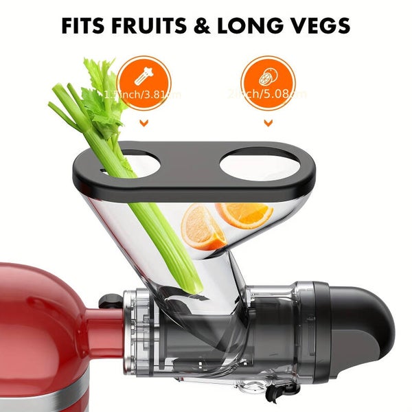 Cold Press Juicer Attachment for KitchenAid Stand Mixer – Slow Masticating Juicer with Dual Feed Chute