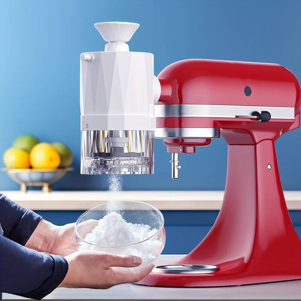 Shaved Ice Attachment for KitchenAid Stand Mixer – Snow Cone Machine with 8 Molds & 2 Blades
