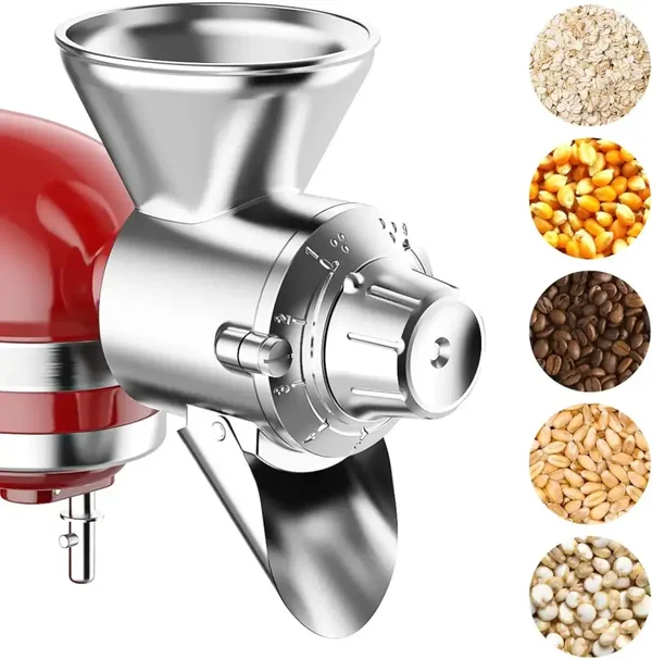 9-Level All Metal Grain Mill Attachment for KitchenAid Mixers, Grinds Dry Grains Like Corn, Coffee, Wheat