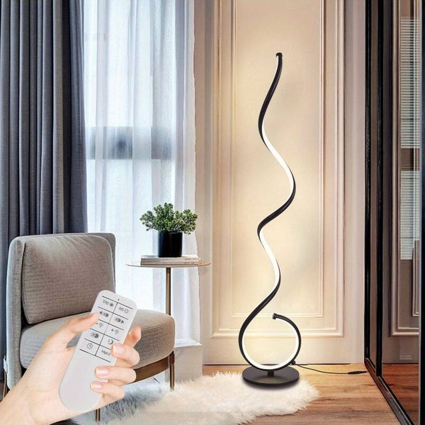 1/2pcs Bedside Table Lamp for Bedroom - 3 Way Dimmable Floor Lamp USB C Charging Ports, Modern Minimalist Dimmable Spiral Table Lamp for Living Room, Desk, LED Bulb Included(Black/White)