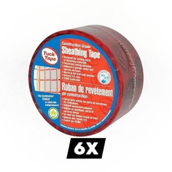 6 x The Tuck Tape Construction Sheathing Red Tape  - FREE SHIPPING