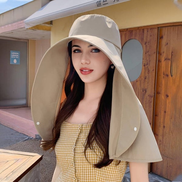 Elegant Wide Brim Shawl Sun Hat, Fashionable in Summer, Protection, Ideal Travel And Beach
