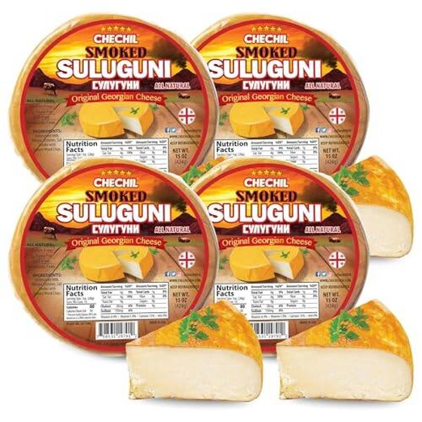 Chechil™ Smoked Suluguni Cheese (4-Pack) – Keto Friendly, Bold Flavor, Perfect for Charcuterie & Pasta
