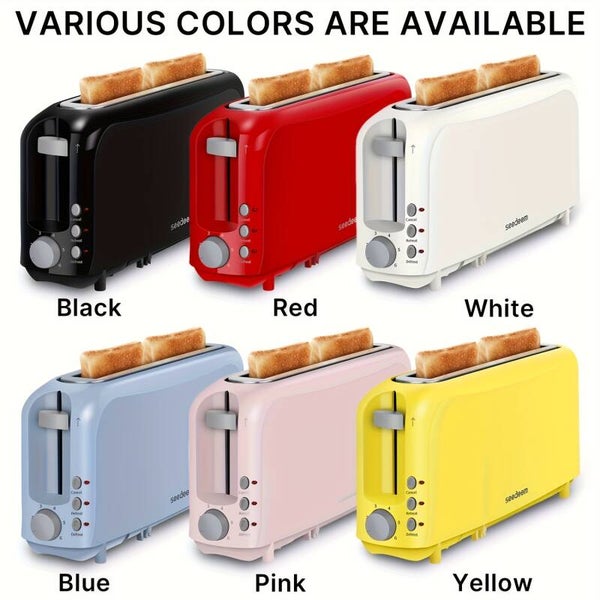 Colorful  2 Slice Slim Toaster, 6 Setting Shade Control , 750 Watt,, Pink, Red, White, Blue, Black, Yellow, 6 Colors