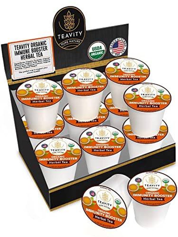 Organic Ginger Tea Pod with Echinacea, Turmeric, and Licorice for Keurig, Decaf by Teavity (12