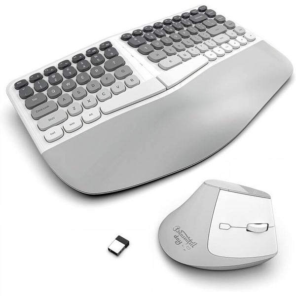 Ergonomic Wireless Keyboard and Mouse Set Gre or Green – Comfortable Design with Gradient Finish