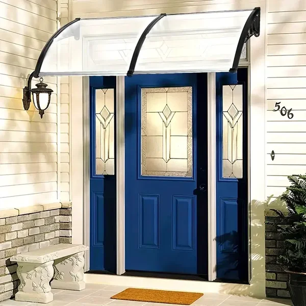 80*38in Awning Plastic Bracket Sun Panel Front And Rear Aluminum Strips Garden Decoration Home Decoration Window Shed Balcony Shed Easy to Install, Wind And Rainproof Design, Anti-ultraviolet And WaterproofMaterial: Plastic, Alumin