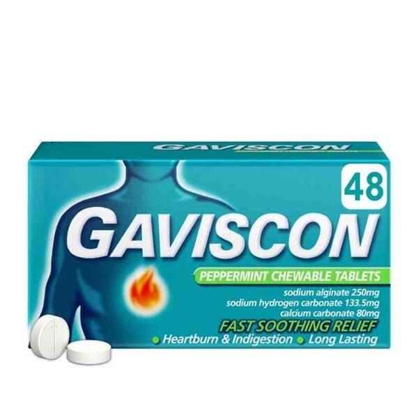 Gaviscon Chewable Tablet Peppermint 48 Pack-From UK- inis